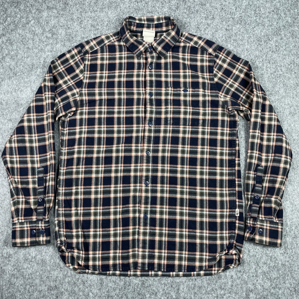 The North‎ Face Shirt Mens Medium Blue Green Pink Plaid Flannel Outdoor Hiking